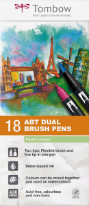 Markere Pensula - ABT Dual Brush Pen Set 18 Colours Pastel Colours Tombow