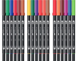 ABT Dual Brush Pen Set 18 Colours Primary Colours Tombow [2]