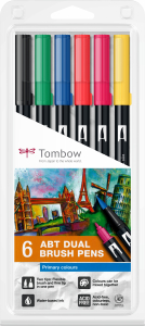 Markere Pensula - Set 6 Culori Primare Dual Brush Pen Tombow