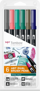 Markere Pensula - Set 6 Culori Vintage ABT Dual Brush Pen Tombow