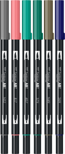 Set 6 Culori Vintage ABT Dual Brush Pen Tombow [2]