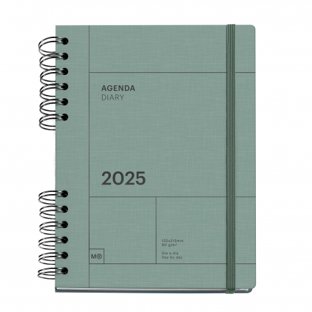 Agende datate - Agenda Plus 155x213 spira zilnica Green Back to Basics MR25, Miquelrius