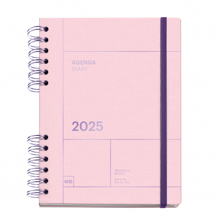 Agende datate - Agenda Plus 155x213 spira zilnica Pink Back to Basics MR25, Miquelrius