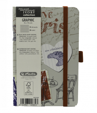 Herlitz - Bloc notes Ivory Graphic dictando, 9x14 cm motiv Traveller Herlitz