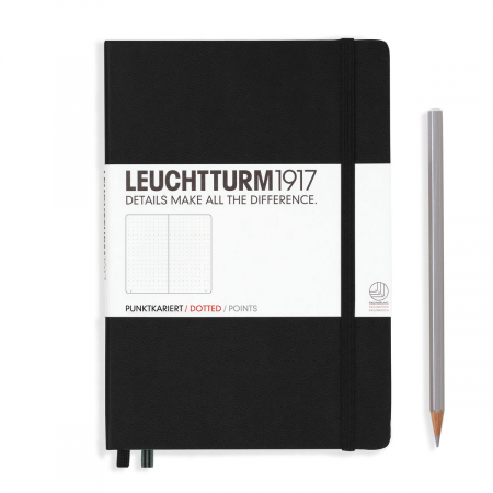 Leuchtturm1917 - CAIET A5 PUNCTAT COP. RIGIDA NEGRU LEUCHTTURM1917