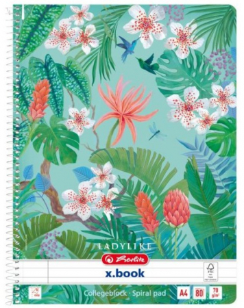 Herlitz - Caiet A4 cu spira, 80 file patratele, Ladylike, Herlitz