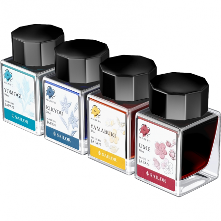 ​​​​​​​Set 4 Calimari 20 ml Sailor Manyo Yomogi Kikyou Yamabuki Ume [2]
