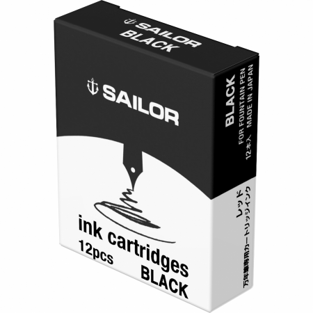 Cartuse - Cartuse cerneala Jentle Black set 12 buc, Sailor