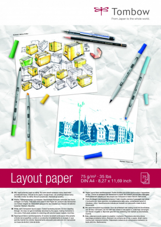 Hartie Creativ - Hartie Grafica si Acuarela A4, 21 x 29.7 cm, 75 file, Tombow