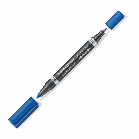 La Bucata - Marker Permanent 2 Capete F/M 06mm/1.5mm Albastru Staedtler
