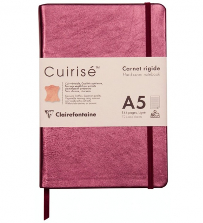 Clairefontaine - Notebook Hard cover din piele Cuirise, A5 Cherry, Clairefontaine