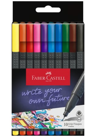 Desen Tehnic - Set 10 culori Liner 0.4 mm Grip, Faber-Castell