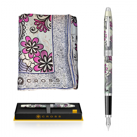 Cross - Set Stilou Botanica Purple Orchid CT + Esarfa matase naturala 2, Cross