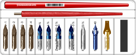 Seturi Caligrafie - Set 2 tocuri port-penita, 1 magnet si selectie de 12 penite caligrafie