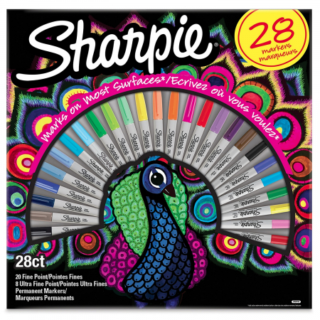 Markere permanente - Set 28 Markere Permanente Fine Point Bullet Peacock Sharpie - Editie Limitata