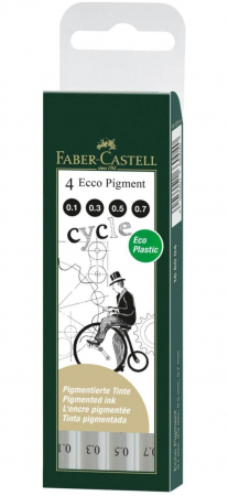 Linere - Set 4 Liner Eco Pigment Negru 0.1, 0.3, 0.5, 0.7 Faber-Castell