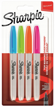 Markere permanente - Set 4 Markere Permanente Fine Point Bullet Vivid F Sharpie