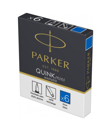 Consumabile Parker - Set 6 Cartuse Quink Mini Washable Blue, Parker
