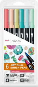 Markere Pensula - Set 6 Culori Candy Dual Brush Pen Tombow