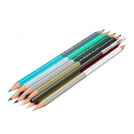 Set 9 Creioane Bicolore Acuarelabile + Pensula SE Xmas25 Alpine Frost, Caran d'Ache [1]