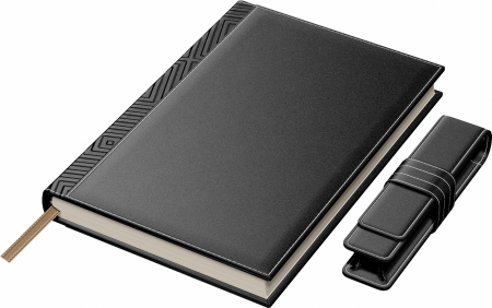 Princ Leather - Set Agenda Piele B5 + Pouch Pen Black, Princ Leather