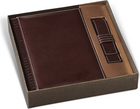 Princ Leather - Set Agenda Piele B5 + Pouch Pen Brown, Princ Leather