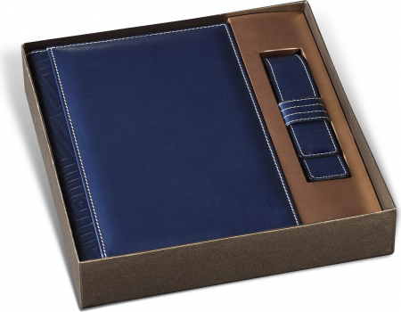 Princ Leather - Set Agenda Piele B5 + Pouch Pen Navy, Princ Leather