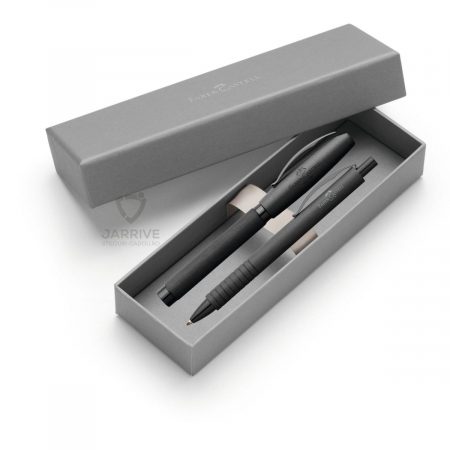 Set Cadou Stilou + Pix Essentio Aluminium Black, Faber-Castell [1]