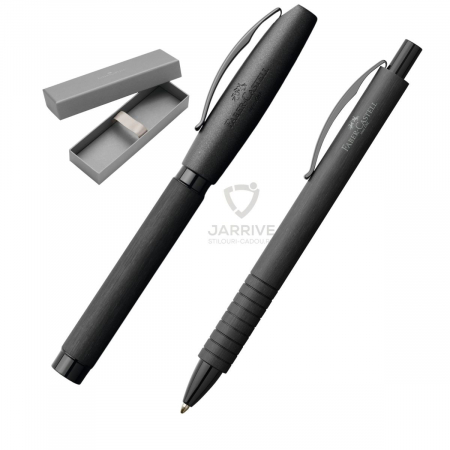 Seturi instrumente de scris - Set Cadou Stilou + Pix Essentio Aluminium Black, Faber-Castell