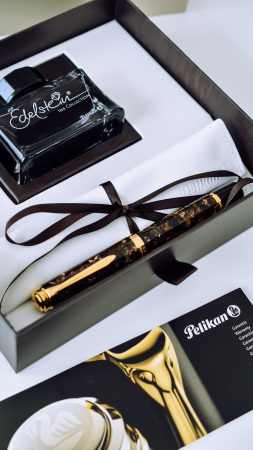 Set Pelikan M1000 Renaissance Brown + Calimara cerneala Edelstein Onyx 50ML [3]