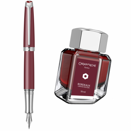Set Stilou 18k Nib + Calimara Caran d'Ache Leman Bordeaux Matt SRT [1]
