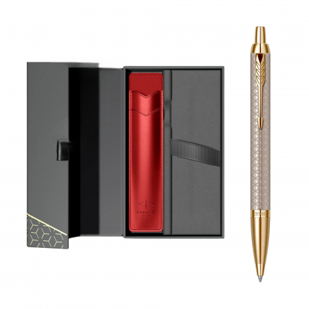 Seturi Parker IM Royal - Set Pix Parker IM Premium Royal Warm Silver GT + Cutie cu etui rosu