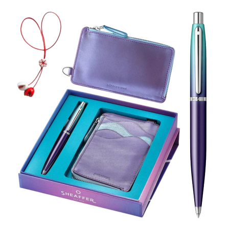 Brand - Set Pix Sheaffer VFM Expressions Blue + Caseta cadou cu Card Holder asortat + Martisor