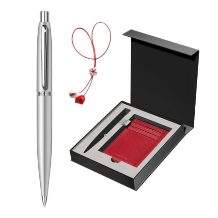 Nou! - Set Pix Sheaffer VFM Strobe Silver + Card Holder asortat + Martisor