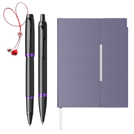 Nou! - Set Roller Parker IM Royal Rings Amethyst Purple  + Pix IM Royal + Agenda A6 Velvet tip mapa + Martisor