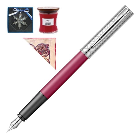 Brand - Set Stilou Allure Deluxe (White, Pink si Blue) + Fulg cristal + Esarfa + Lumanare parfumata, Waterman