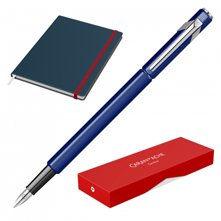 Seturi 849 - Set Stilou Caran D'Ache 849 Blue + Notes Velvet A5 French Navy