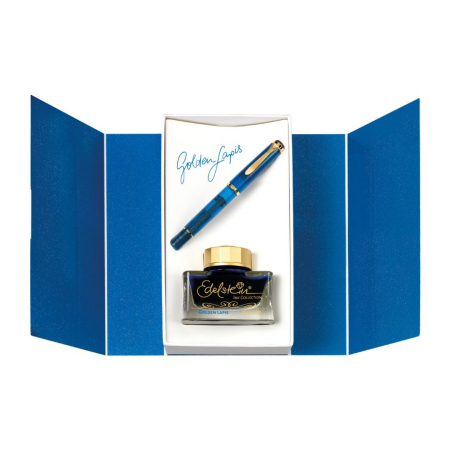 Seturi Pelikan Classic - Set Stilou Classic M200 Golden Lapis + Edelstein Ink Golden Lapis 50 ml Gift Set, Pelikan
