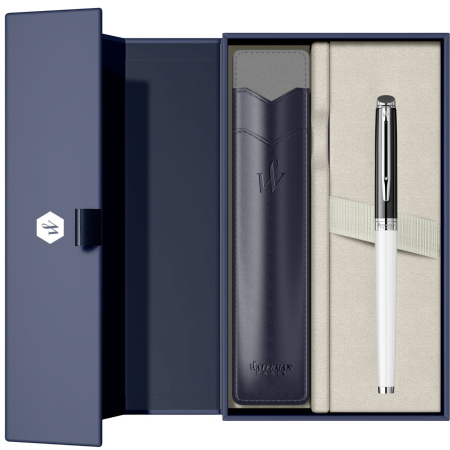 Hemisphere - Set Stilou Hemisphere Colour Blocking Black & White PDT in cutie cu etui, Waterman