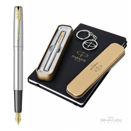 Seturi Parker - Set Stilou Parker Frontier Stainless Steel GT + Agenda A5 + Breloc Parker
