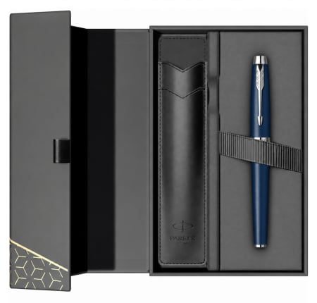 Brand - Set Stilou Parker IM Royal Blue Navy Matte CT In Cutie cadou cu etui Parker