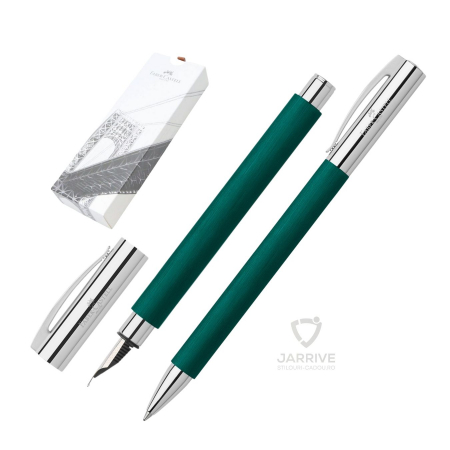 Seturi instrumente de scris - Set Stilou + Pix Ambition Precious Resin Soft Green, Faber-Castell