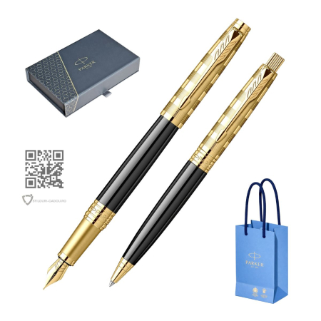 Seturi Parker - Set Stilou + Pix Aster Deluxe Black & Gold, Parker