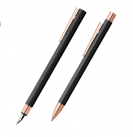 Seturi Neo Slim - Set Stilou + Pix Neo Slim Metal Black Rosegolden, Faber-Castell