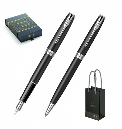 Seturi Parker - Set Stilou + Pix Parker Sonnet Royal Matte Black CT