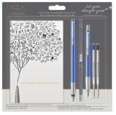 Seturi Parker Vector - Set Stilou + Pix Parker Vector Royal Blue + Notes