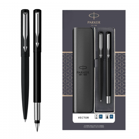 Seturi instrumente de scris - Set Stilou + Pix Vector Matt Black CT, Parker