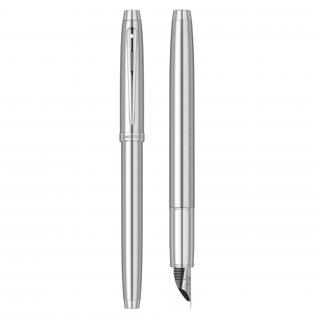 Set Stilou Sheaffer 100 Brushed Chrome + Cutie cu Suport Card din Piele [4]