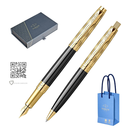 Parker - Set Stilou + Pix Aster Wave Black & Gold, Parker