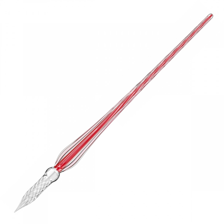 Stilouri caligrafice - Toc Caligrafic de Sticla 18 cm Twisted Glass Pen Red, Jacques Herbin